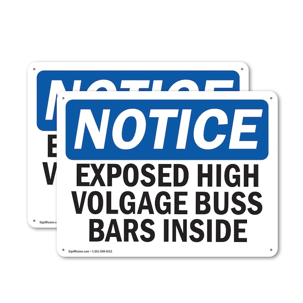 Signmission Exposed High Voltage Buss Bars Inside OSHA Notice Sign, Plastic, 14in W x 10in L, 2PK OS-2PACK-NS-P-1014-L-12283 - main